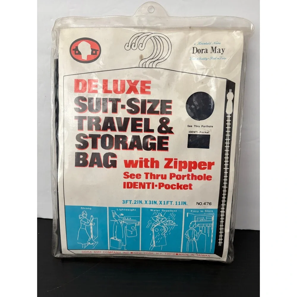 Dora May Unisex Suit Travel Storage Bag Vintage No 476 Navy Blue Water Repellent